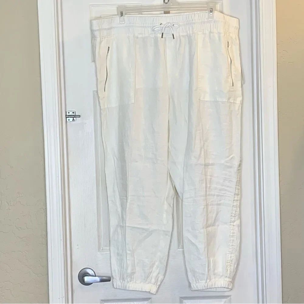 Athleta Cabo Linen Jogger Pants White Plus Size 24 - Picture 10 of 11